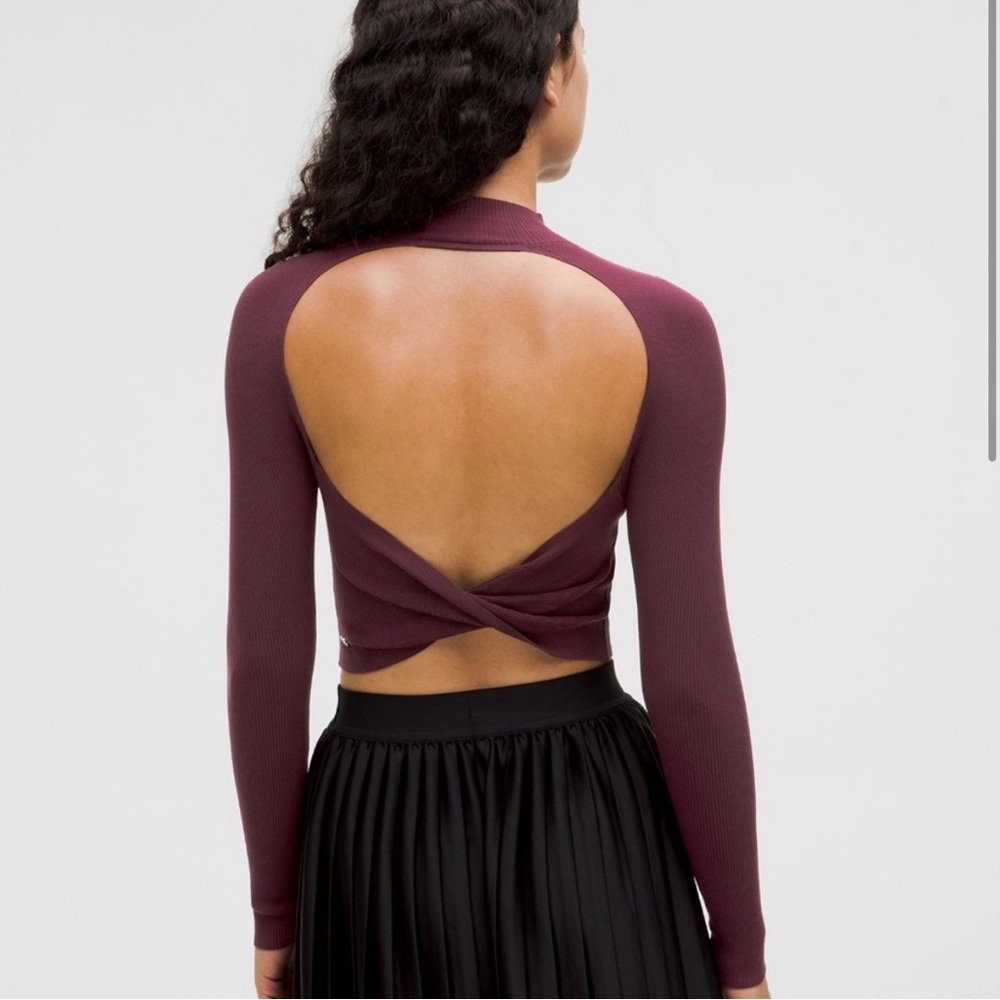 Lululemon Burgundy Open Back Long Sleeve Top